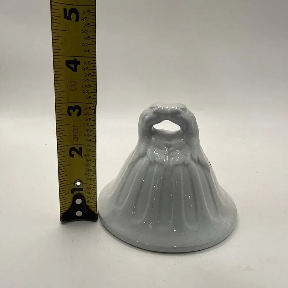 Vintage White Porcelain Ceramic Love Birds Figurine Bell Wedding Decor